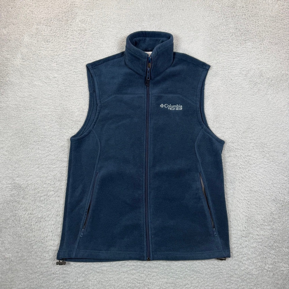 Columbia Field Gear Mens Medium Navy Blue Full Zip Fleece Vest 211 VM 1125